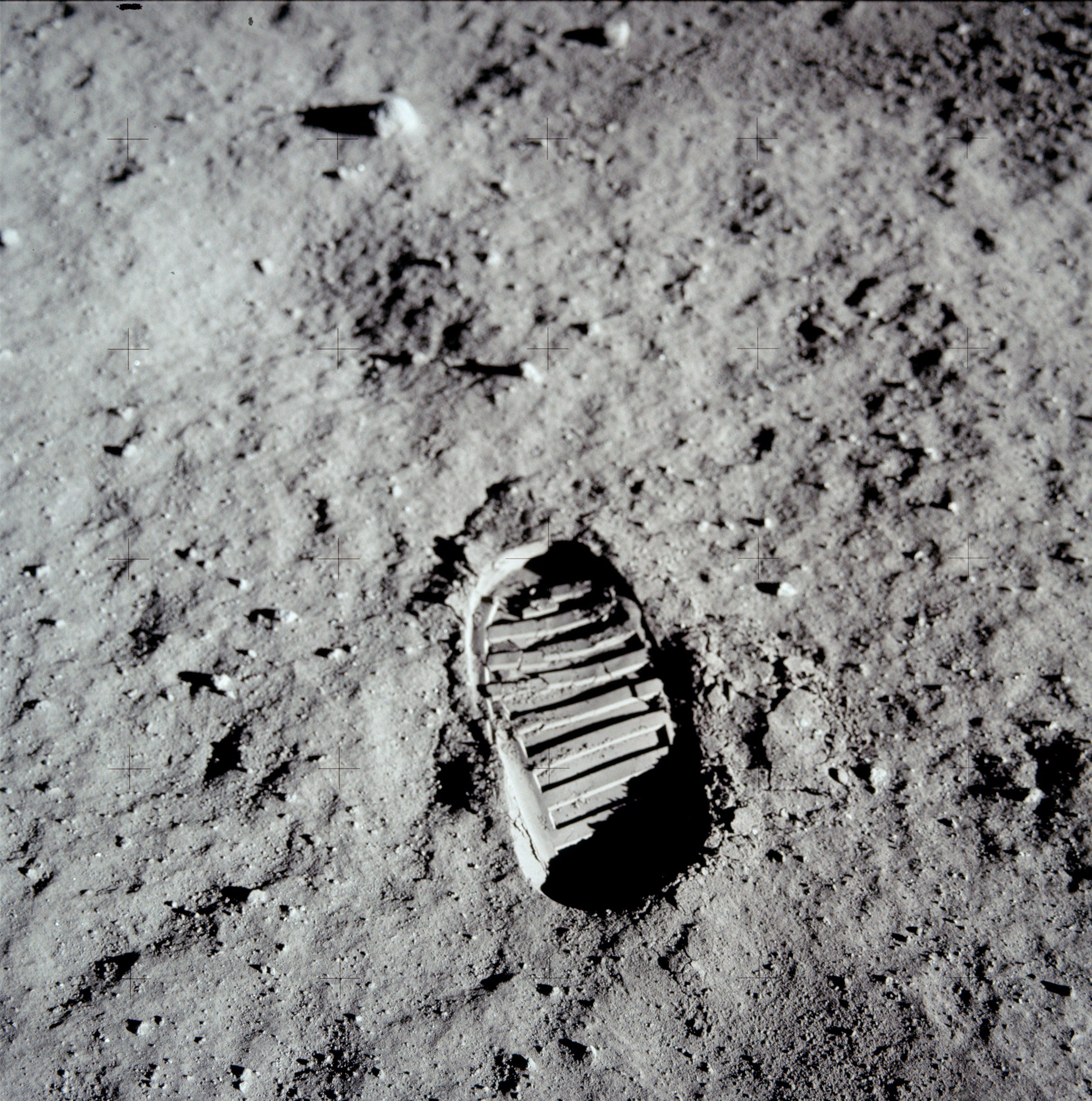 Apollo bootprint on the moon