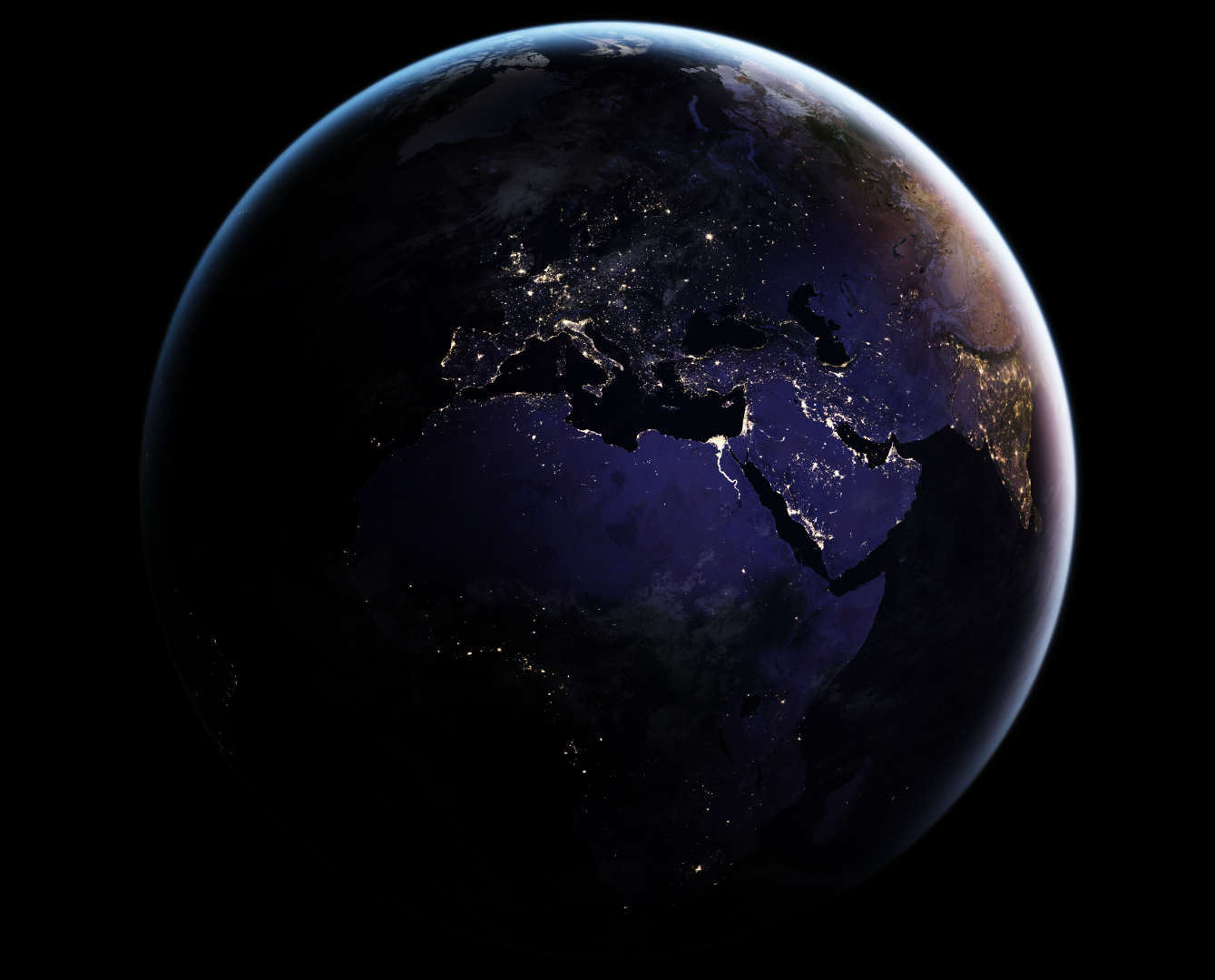 Earth at night from orbit